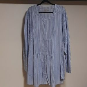 Woman Within, 5X, Blue/White Striped Blouse